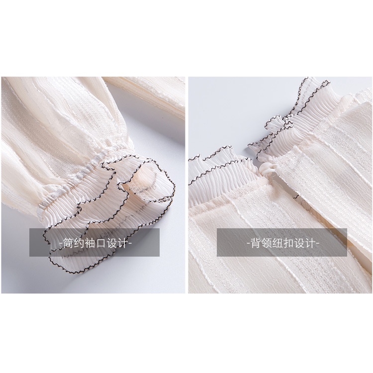 Áo Sơ Mi Chiffon Dài Tay Phối Ren Thanh Lịch Cho Nữ