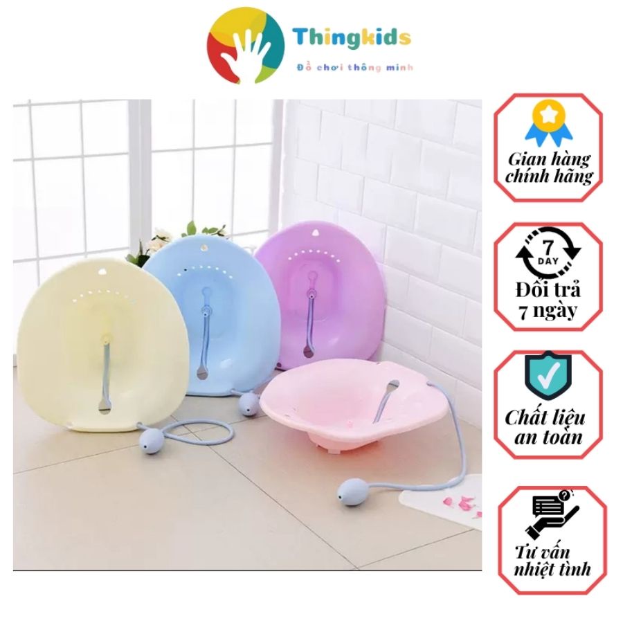 Bộ chậu xông vùng kín sau sinh bằng nhựa gắn bồn cầu để nhà tắm có sục bọt - Thingkids