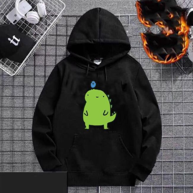 🍁 Áo hoodie thời trang unisex hình khủng long xanh ngộ nghĩnh Chất đẹp nỉ bông loại 1 giá rẻ cho nam nữ MS02