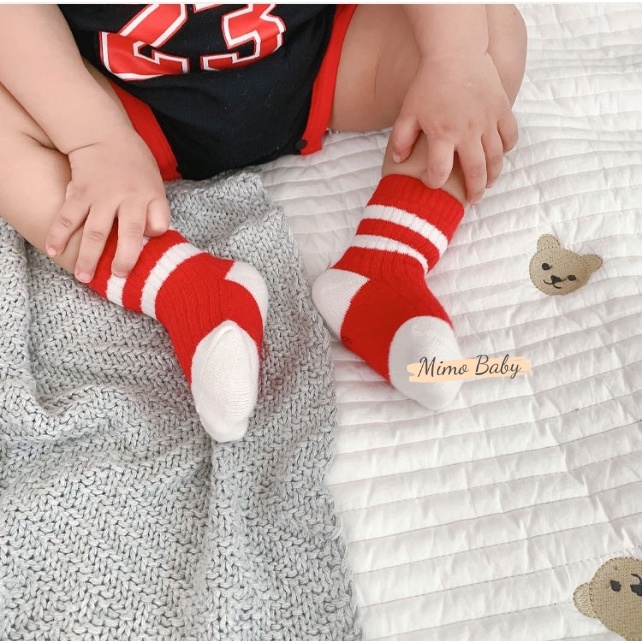 Tất vớ cao cổ kẻ ngang phong cách học sinh cho bé T33 Mimo Baby