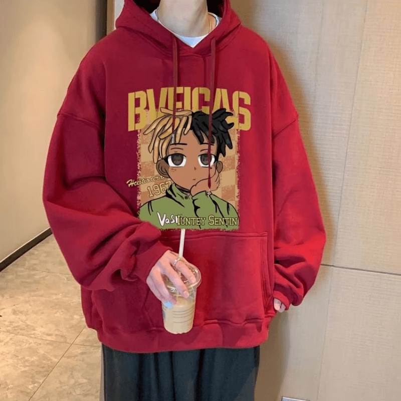 Áo Hoodie Dáng Rộng In Họa Tiết Hoạt Hình Phong Cách Nhật Bản Thời Trang Cho Nam