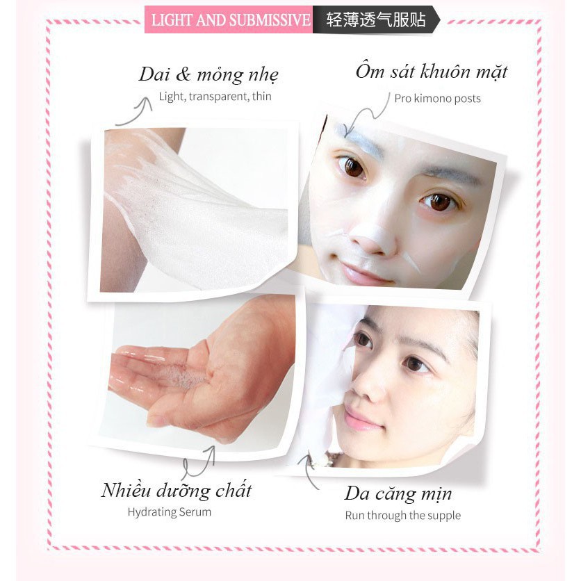 Mặt nạ giấy HA Images MN52 dưỡng ẩm và làm sáng da mix 3 màu nội địa Trung TH-19 | Thế Giới Skin Care