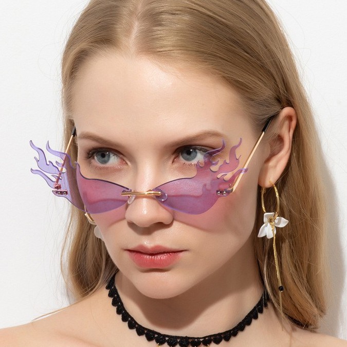 Kính Mát Gọng Kim Loại Không Viền Thời Trang Cho Nữ