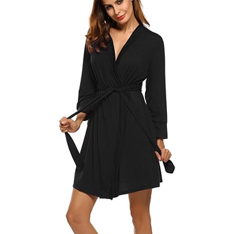 [Ảnh thật shop chụp] Áo choàng ngủ nữ / áo choàng tắm sexy thun lạnh VNXK black robe | BigBuy360 - bigbuy360.vn