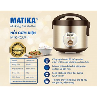 Nồi cơm điện Matika MTK-RC0911