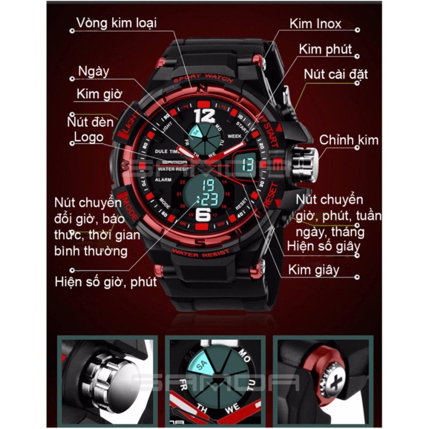 Đồng hồ thể thao nam SANDA JAPAN 789 Chống nước Siêu bền | BigBuy360 - bigbuy360.vn