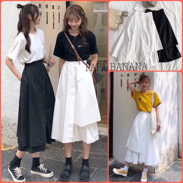 [Mã WAADD giảm 20k đơn 99k] Chân váy tầng vạt lệch Ulzzang siêu xinh