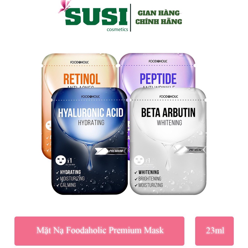 Mặt Nạ Hoạt Chất Vàng Retinol, Peptide, Hyaluronic Acid, Beta Arbutin Premium Foodaholic 23ml