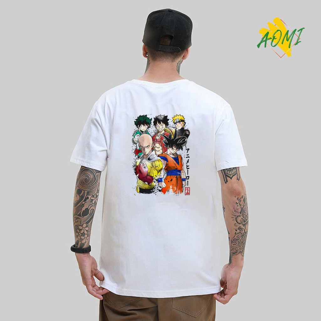 ÁO THUN UNISEX AOMI ĐẶC BIỆT STRONG TEAM DRAGON LUFFY NARUTO SONGOKU SAITAMA HỘI TỤ TAY NGẮN TAY LỠ