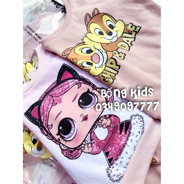 Bộ Nỉ Bé Gái In Hình Delta