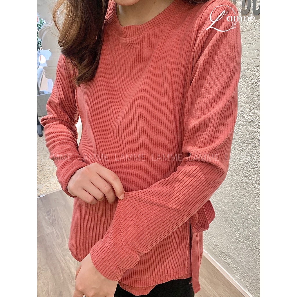 Áo len mềm buộc vạt Ribbon Top có chỗ mở cho bé tu ti tiện lợi thiết kế bởi LAMME