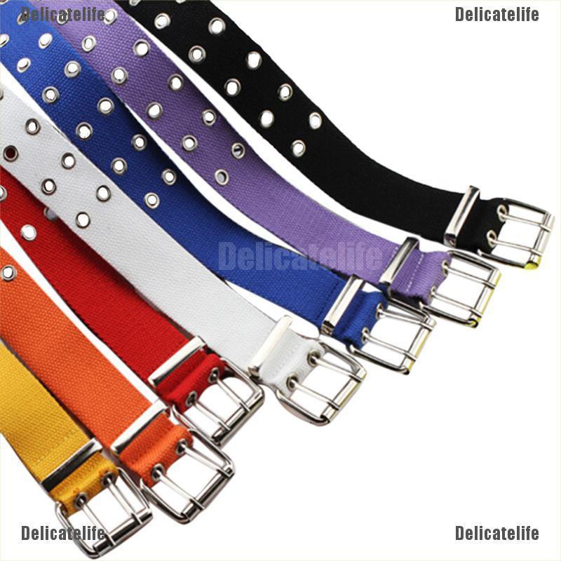 Thắt lưng hai hàng lỗ 130cm chất liệu canvas nylon dành cho nữ
