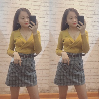 Áo len vạt chéo