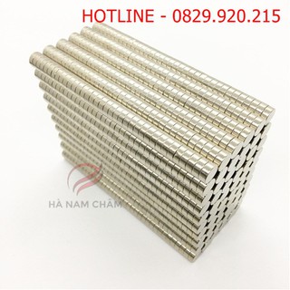 nam châm viên phi 10mm dày 3mm mạ nikel siêu siêu hút