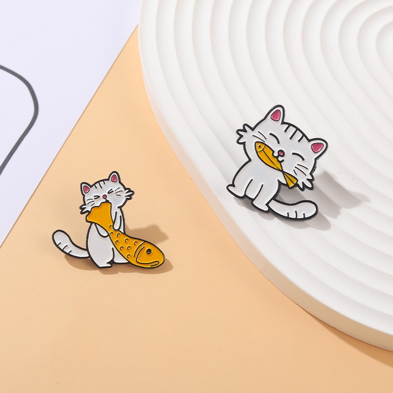 Pin cài áo mèo và cá cute ver2 - GC323