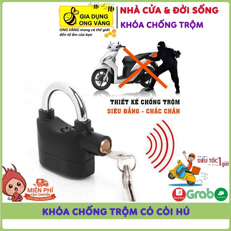 Khóa Chống Trộm, Khóa Cửa, Xe Máy, Tủ Cho Gia Đình Có Còi Hú Báo Động, Chống Cắt An Toàn Tuyệt Đối