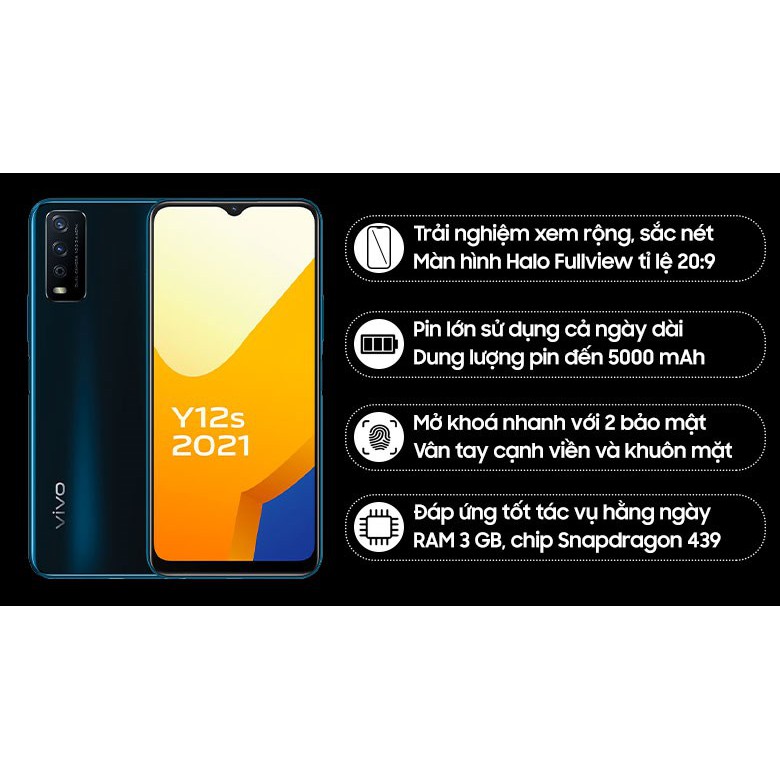 Điện thoại di động Vivo Y12s 2021 3GB/32GB - Chính hãng