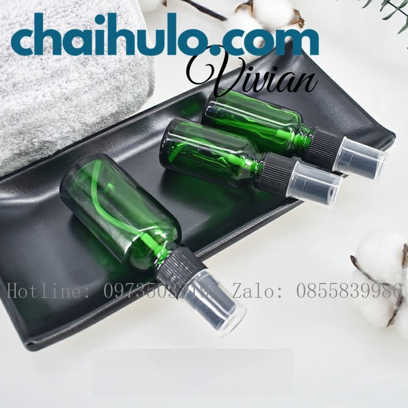 50ml - Chai xịt phun sương, thủy tinh màu xanh lá