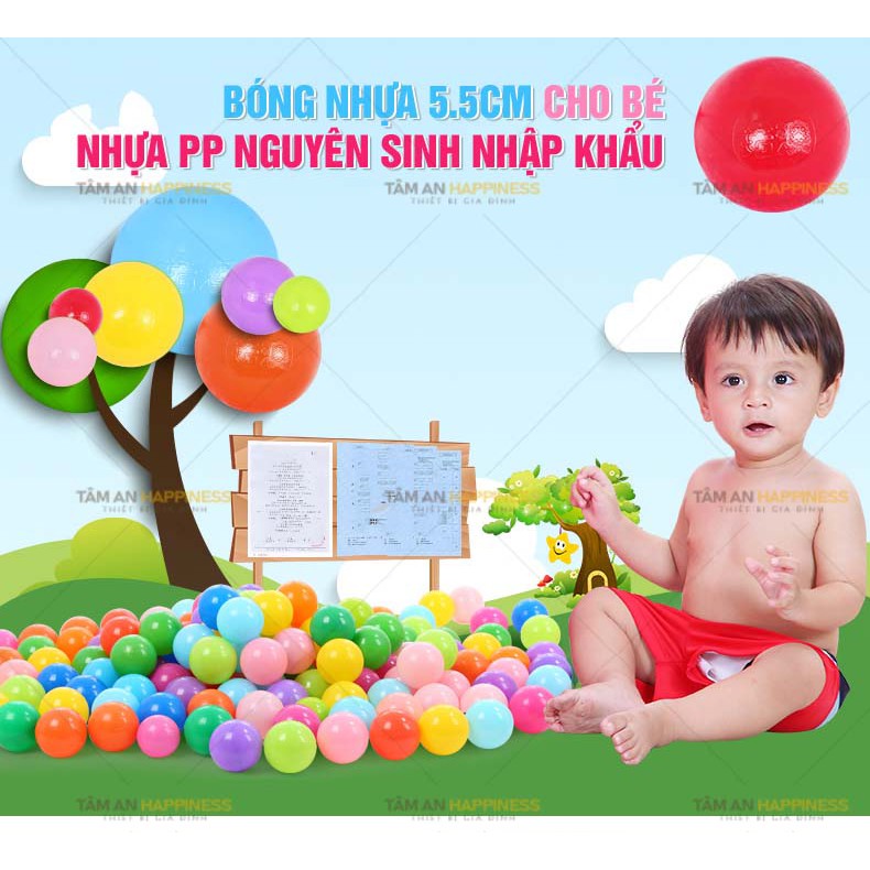 Túi 10 quả bóng nhựa 5.5cm cho bé - Nhựa PP nguyên sinh nhập khẩu - Sản xuất tại Việt Nam