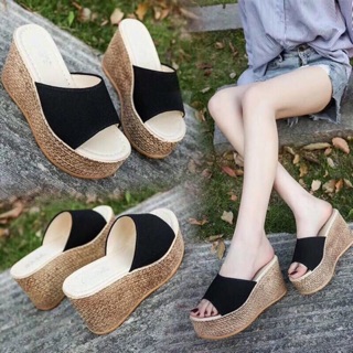 Dép lê đế xuồng cao 8 phân đế giả cói