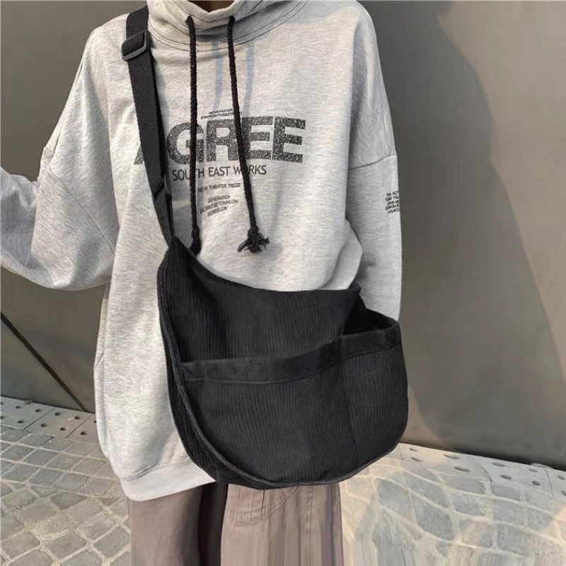 Túi Đeo Chéo Cá Tính Vải Nhung Đi Học, Đi Chơi Phù Hợp Mọi Outfit | TX28 | Túi Xách Unisex Basic Màu Xanh Dương Và Đen