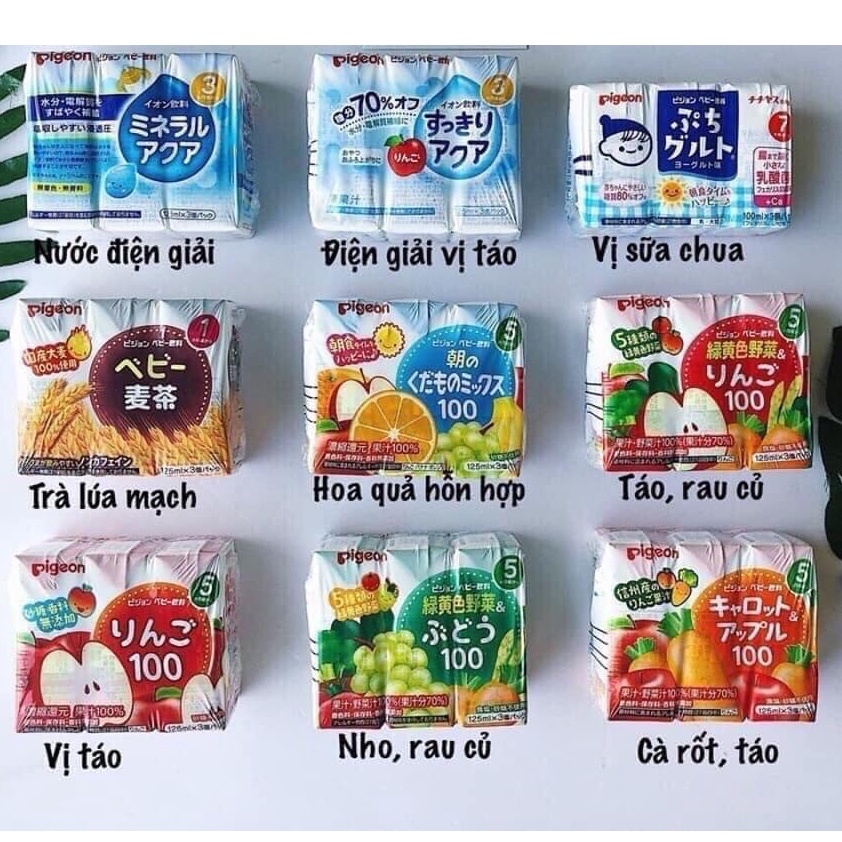 NƯỚC ÉP TRÁI CÂY PIGEON CHO BÉ TỪ 5 THÁNG LỐC 3 x 125ml