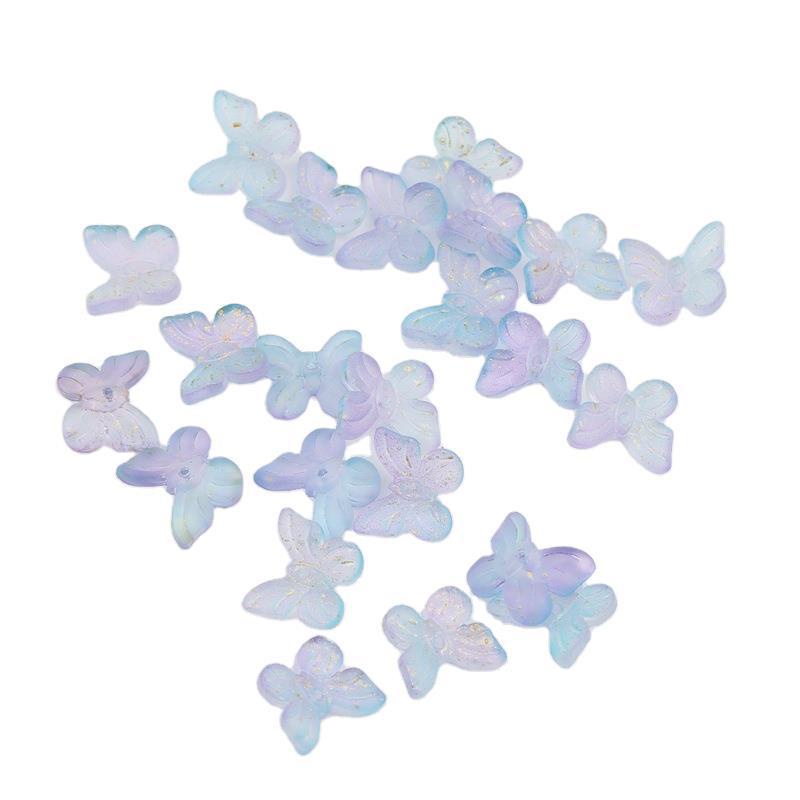 Set 20 Hạt Thủy Tinh Mini Hình Bướm Có Lỗ Làm Bông Tai Diy