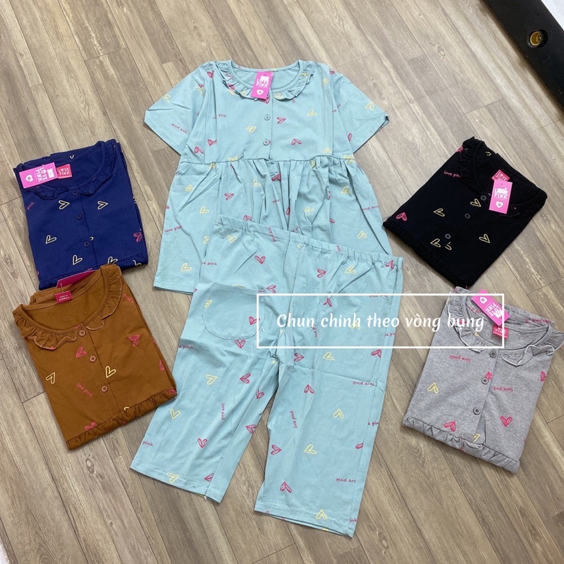 ( Ngắn tay) - Bộ cotton bầu & sau sinh có khóa kéo cho bé ti chất cotton pink loại 1 (40-90,95kg) có sẵn tại Oanhltk