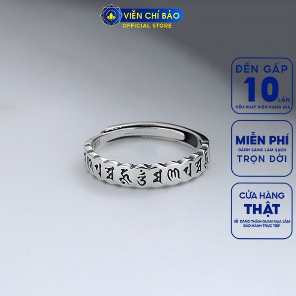 Nhẫn bạc nữ họa tiết lục tự sóng chất liệu bạc Thái 925 free-size thời trang phụ kiện trang sức nữ Viễn Chí Bảo N000469