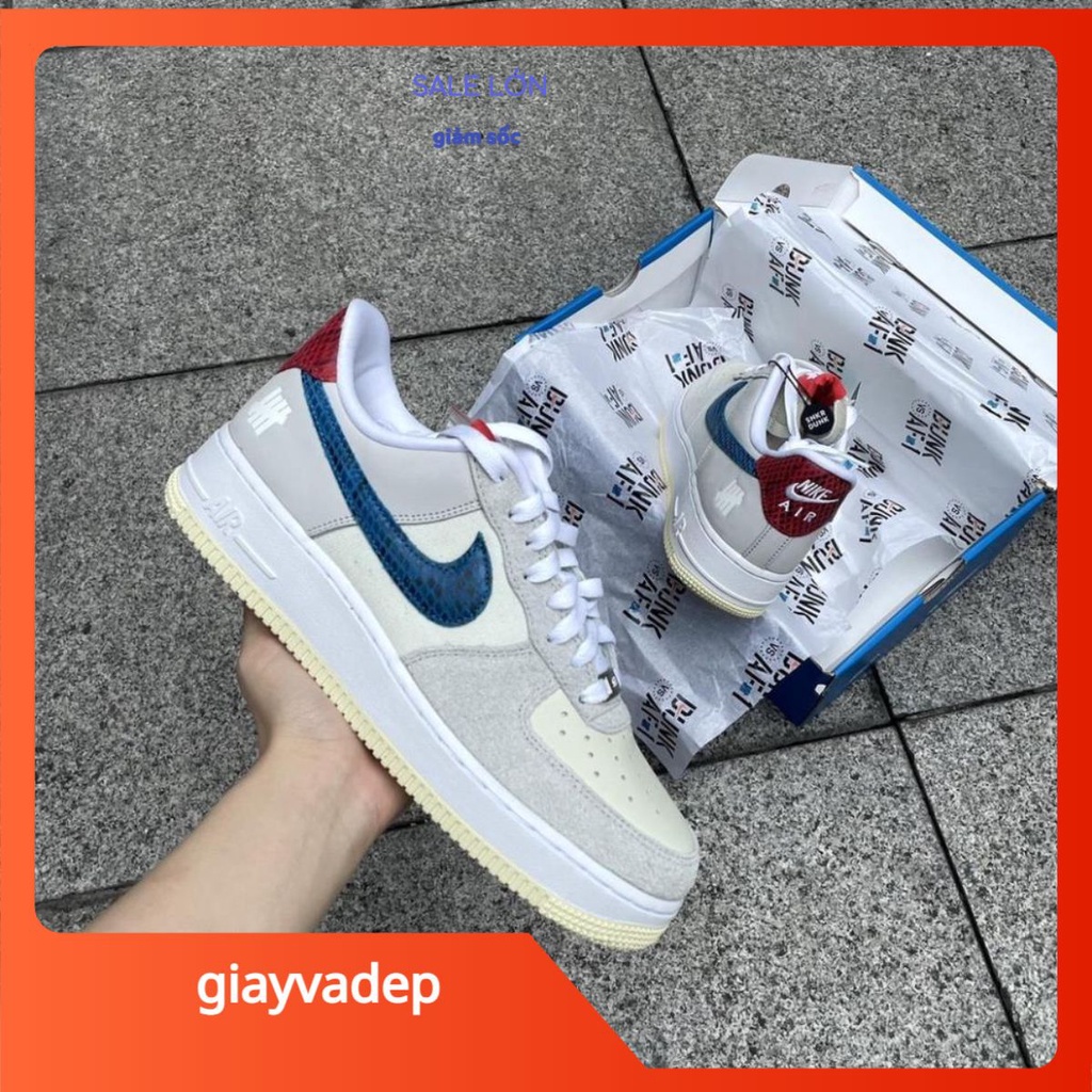 giayvadepGiày Air Force 1 Low SP Undefeated 5 On It Dunk vs. AF1, Giày Thể Thao Xám Vệt Xanh Da Lộn new 2022 Full hộp