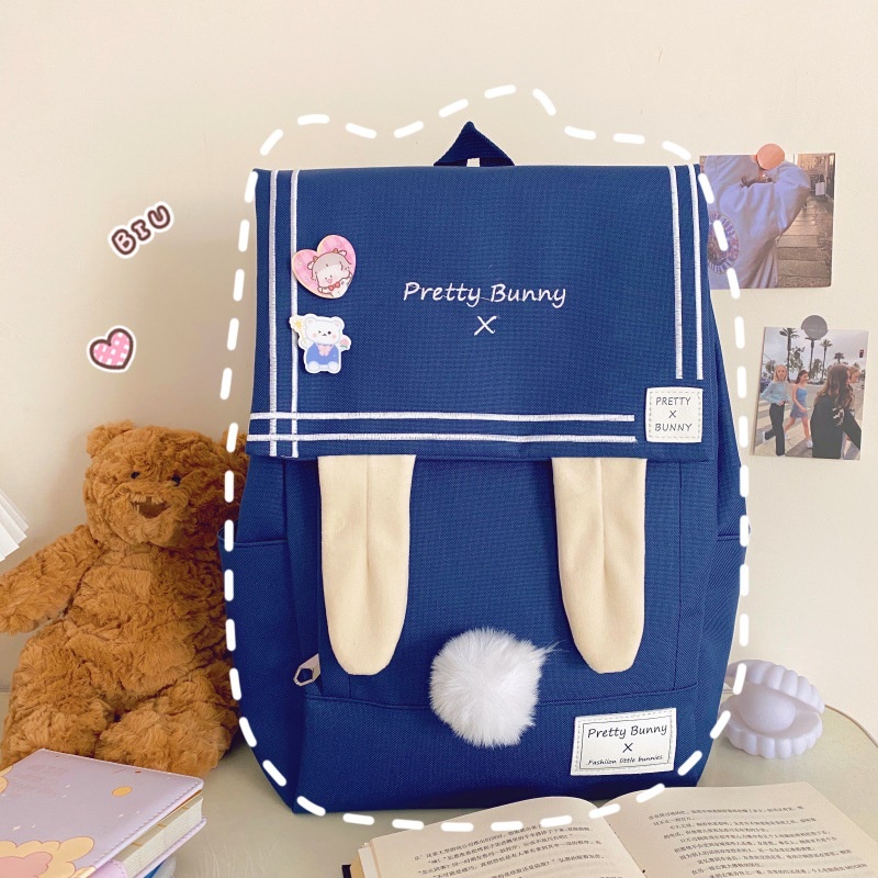 Mới Ba Lô Đi Học Gắn Tai Thỏ Dễ Thương Cho Nữ