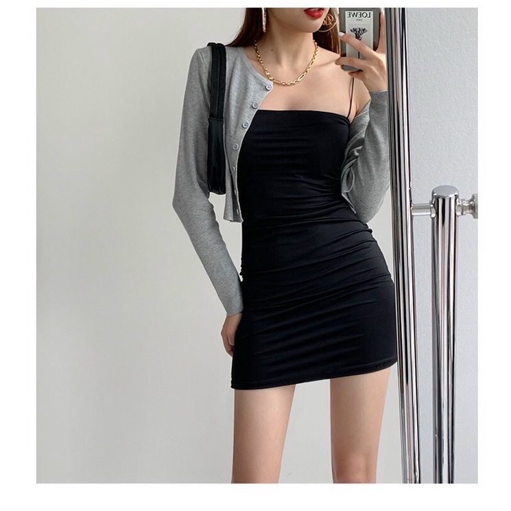 Đầm Body 2 Dây Sợi Bún Chất Thun Borip Dày Mịn Đẹp Siu Tôn Dáng