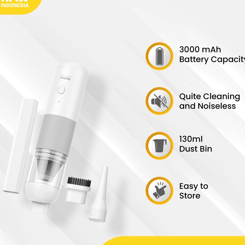 REMAX Máy Hút Bụi và thổi bụi SẠC ĐIỆN PIN Ô Tô xe hơi nhỏ gọn mini XC-1 1 đầu hút 1 đầu thổi, xử lý từng ngách nhỏ