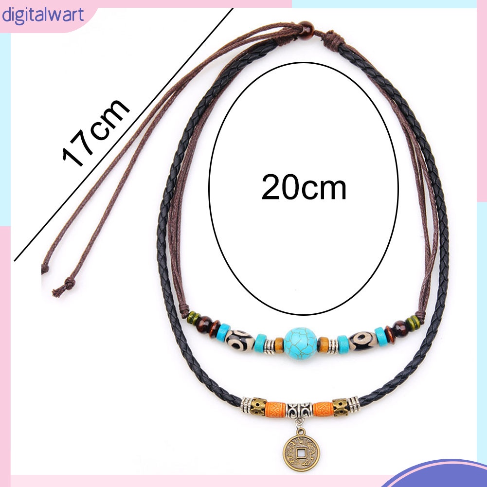 Vòng cổ Hợp Kim Nhiều Lớp Mặt Đá Ngọc Lam Nhân Tạo Thời Trang Cho Nam