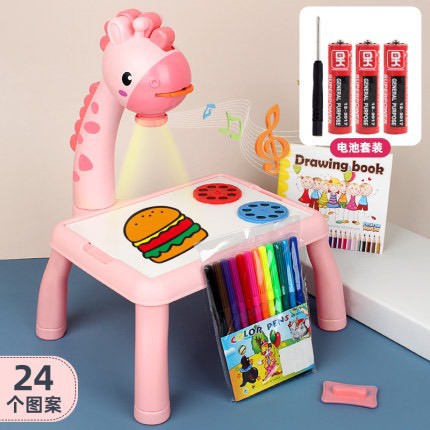 Bàn vẽ có đèn chiếu thông minh cho bé tập học vẽ ,có nhạc 24 hình -Shop okami123[boss baby]
