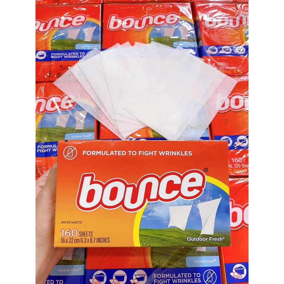 Giấy Thơm Quần Áo BOUNCE MỸ, Giấy Làm Mềm Vải Phẳng Quần Áo Tách Lẻ Từ 5 Tờ