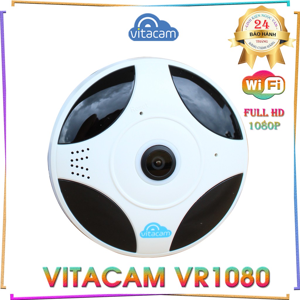 Camera Wifi Ốp Trần Vitacam VR1080 Chuẩn 2.0Mpx Nét Góc Rộng 360 - Hàng Chính Hãng