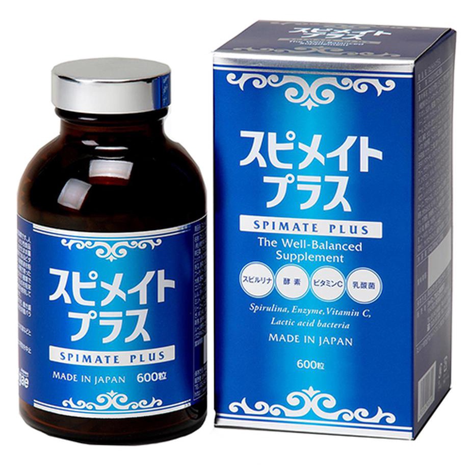 Viên Tảo Spirulina Spimate Plus JAPAN ALGAE Hỗ Trợ Tiêu Hóa Hộp 600 Viên