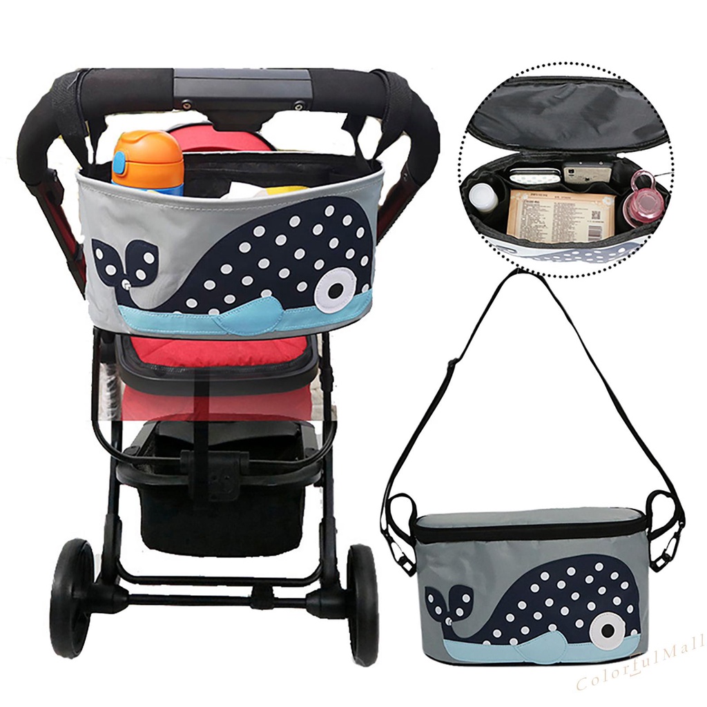 Baby Stroller Hanging Bag, Whale Pram Organizer, for Diaper, Nursing Bottle