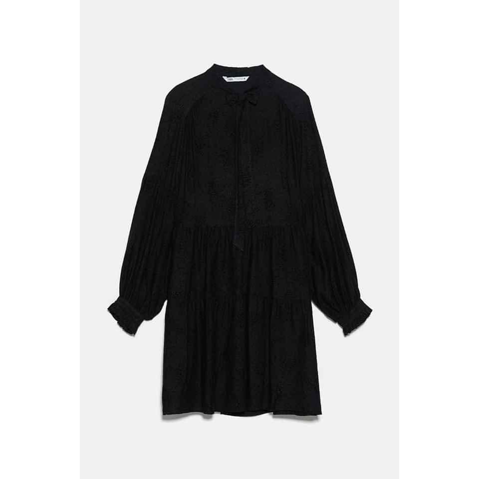 Đầm thu zara nơ cổ