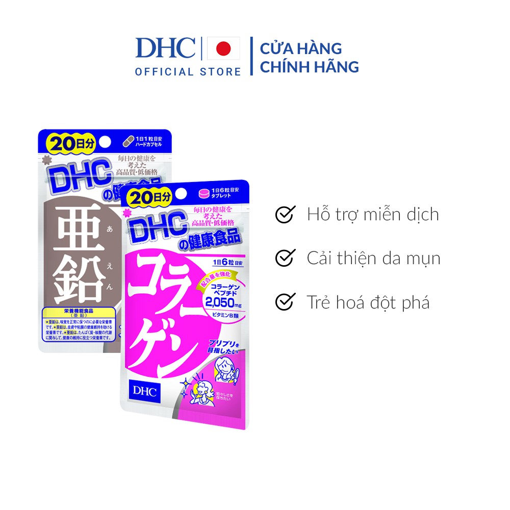 Combo Viên uống DHC Đóng Băng Lão Hoá 20 Ngày (Kẽm & Collagen)