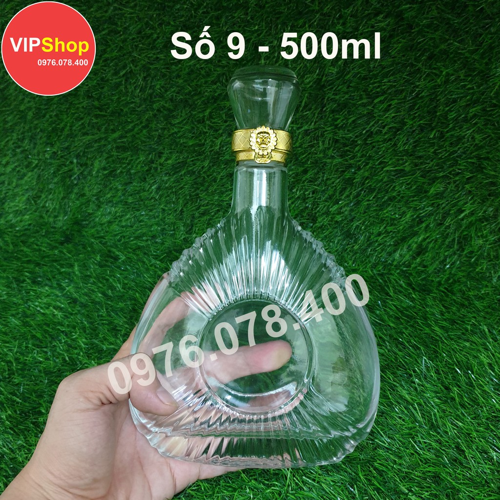 [ VIPShop ] Vỏ Bình Thủy Tinh XO Đựng Rượu 500ml, Chai XO Tam Giác Sang Trọng, CTT-09