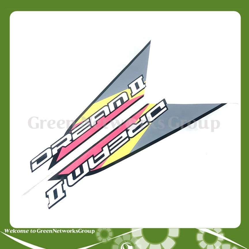 Bộ tem dán 3 lớp trang trí cho xe Dream II ( Hồng Vàng Xám ) Greennetworks