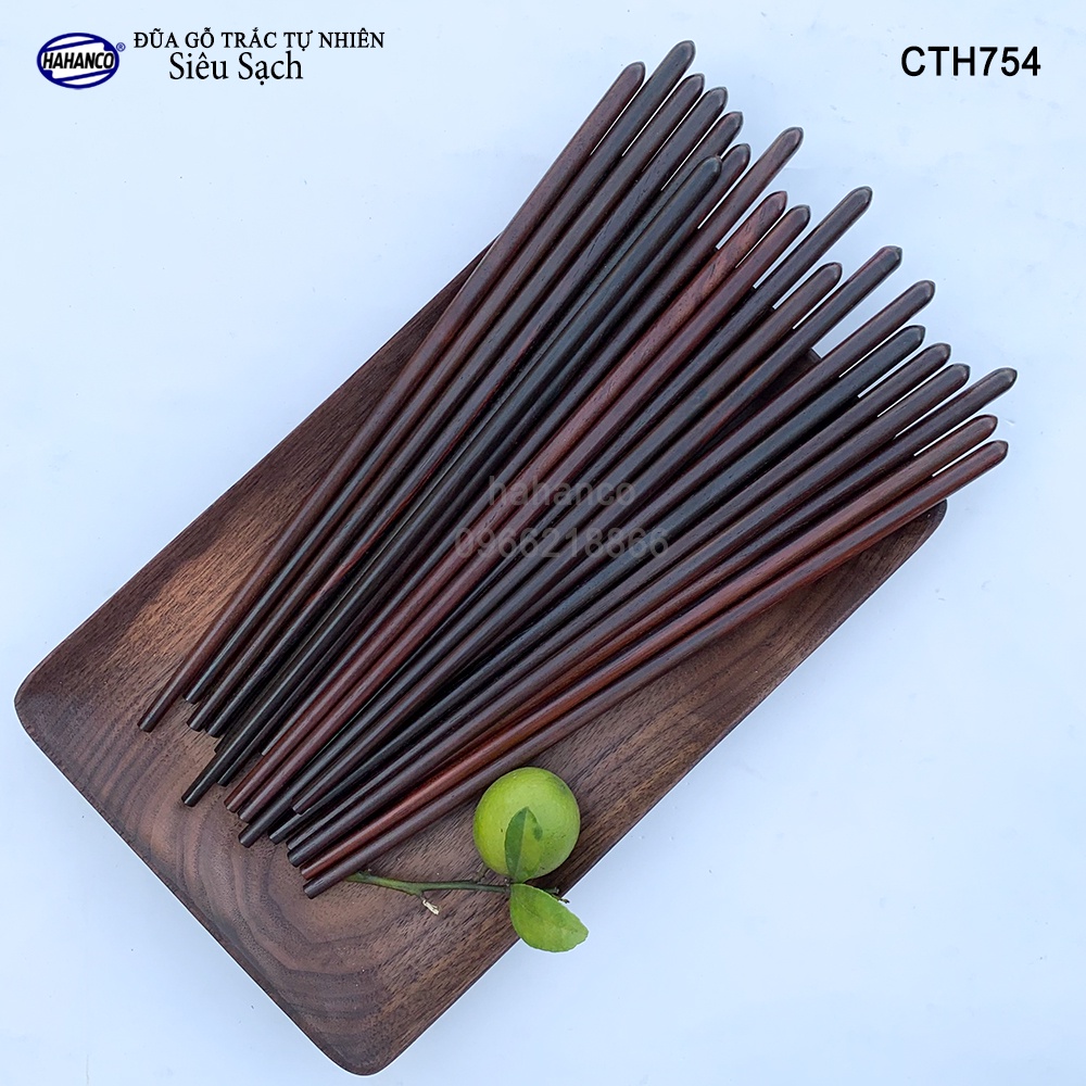 Đũa Gỗ Trắc Đầu Búp HAHANCO (10 Đôi/ Hộp) Kháng Khuẩn Không Nấm Mốc Siêu Sạch - CTH754