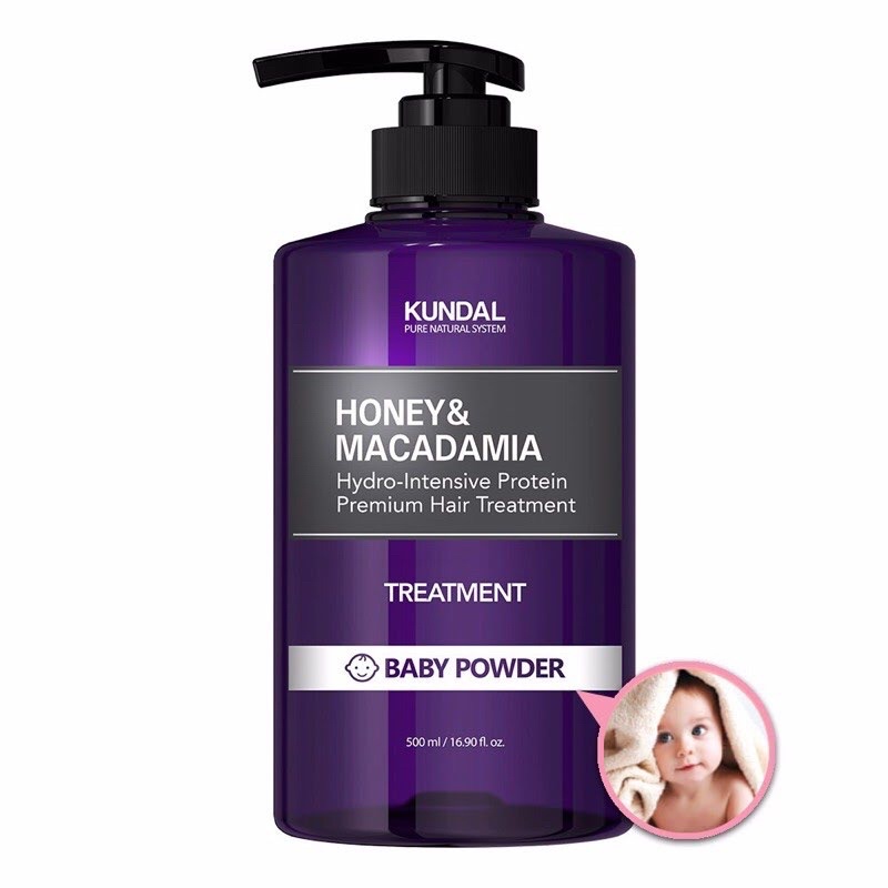 Kem Ủ Tóc Kundal Honey & Macadamia Hair Treatment Baby Powder - Phấn Em Bé 400ml - 500ml - 718ml