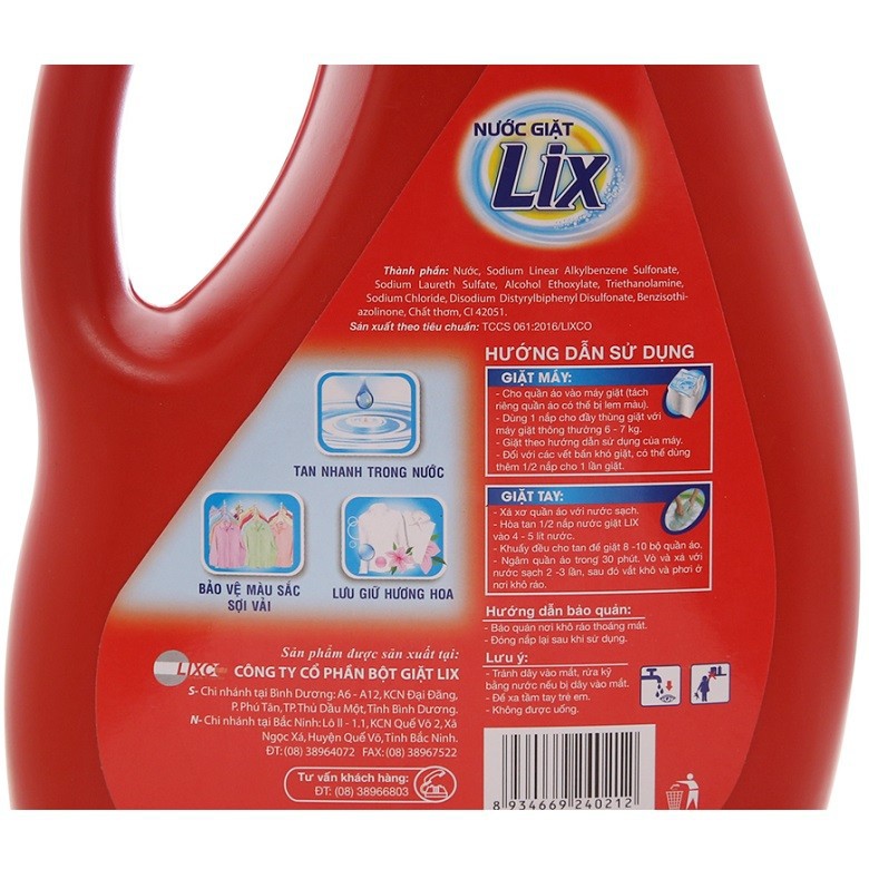 COMBO 2 chai nước giặt LIX đậm đặc hương hoa  NG201
