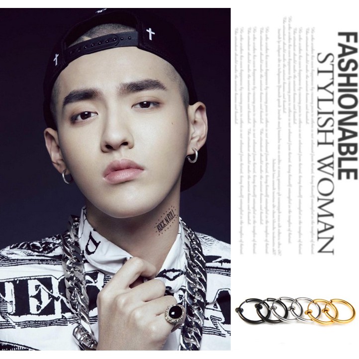 Khuyên tai thép titan không gây dị ứng phong cách đường phố Hàn Quốc thời trang cặp đôi cho nam và nữ