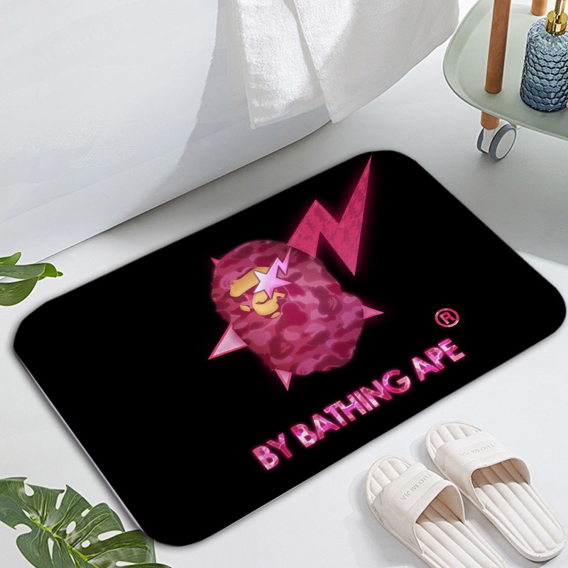 Thảm lót cửa chùi chân Chống Trượt Mềm Mại In Họa Tiết Bape 3D Trang Trí Nhà Ở/Phòng Tắm/Nhà Bếp