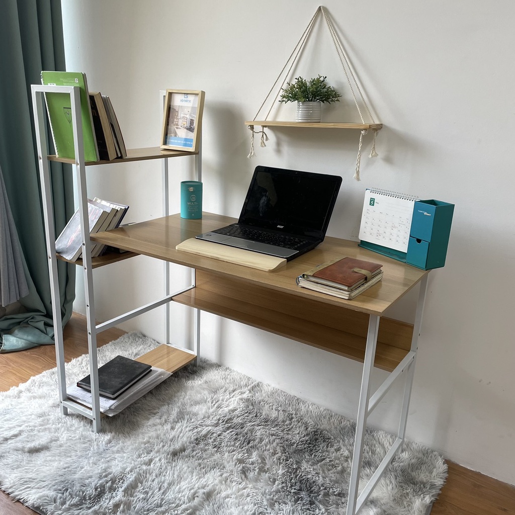 Bàn làm việc, bàn học kèm giá sách tiện dụng trong việc học tập và làm việc, lắp ráp dễ dàng
