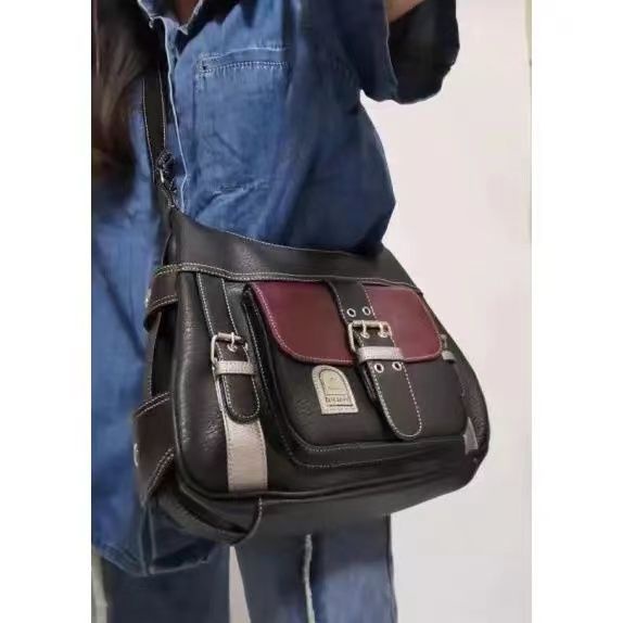 Túi Đeo Chéo Màu Đen Phong Cách Retro Đường Phố Cho Nữ